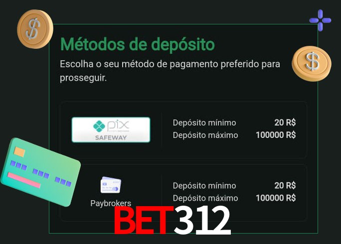 O cassino bet312 oferece uma grande variedade de métodos de pagamento